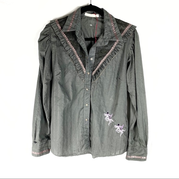 NEW Chatav Ectabit Gray Handmade Western Style Top - Picture 1 of 7